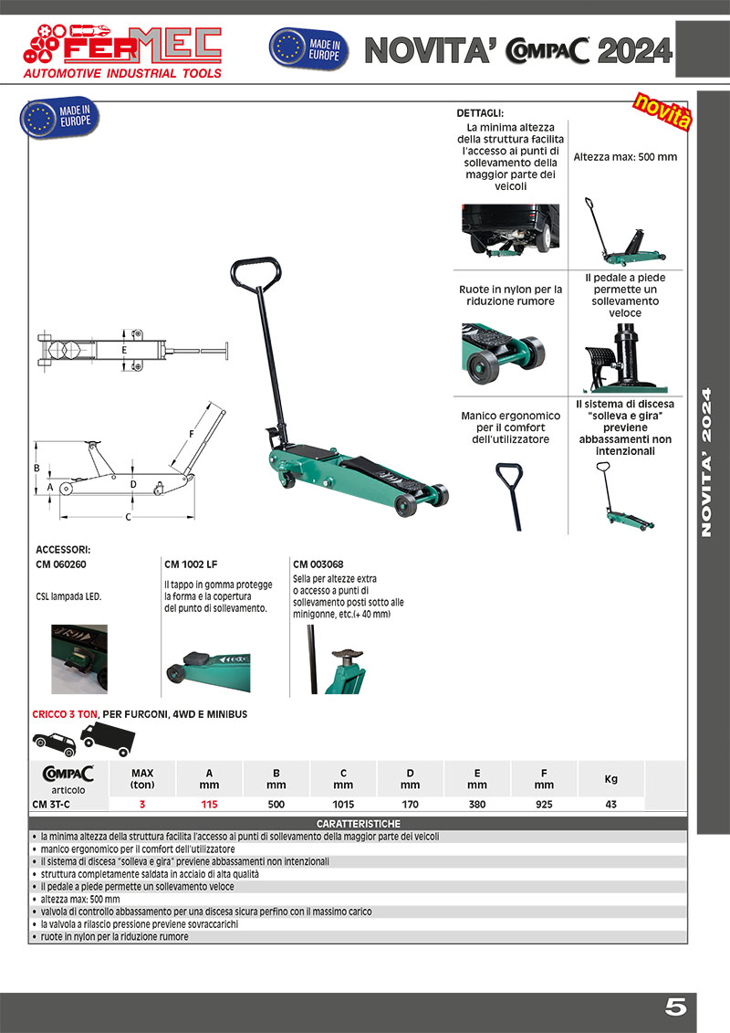 Cricco 3 ton, per furgoni, 4wd e minibus